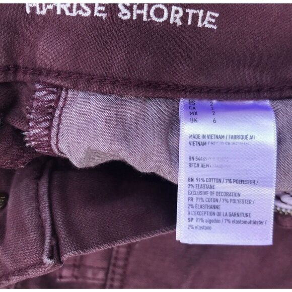 AMERICAN EAGLE Shortie Purple Shorts MULBERRY Cut Off SUPER STRETCH Size 2 / 28” - Picture 4 of 5